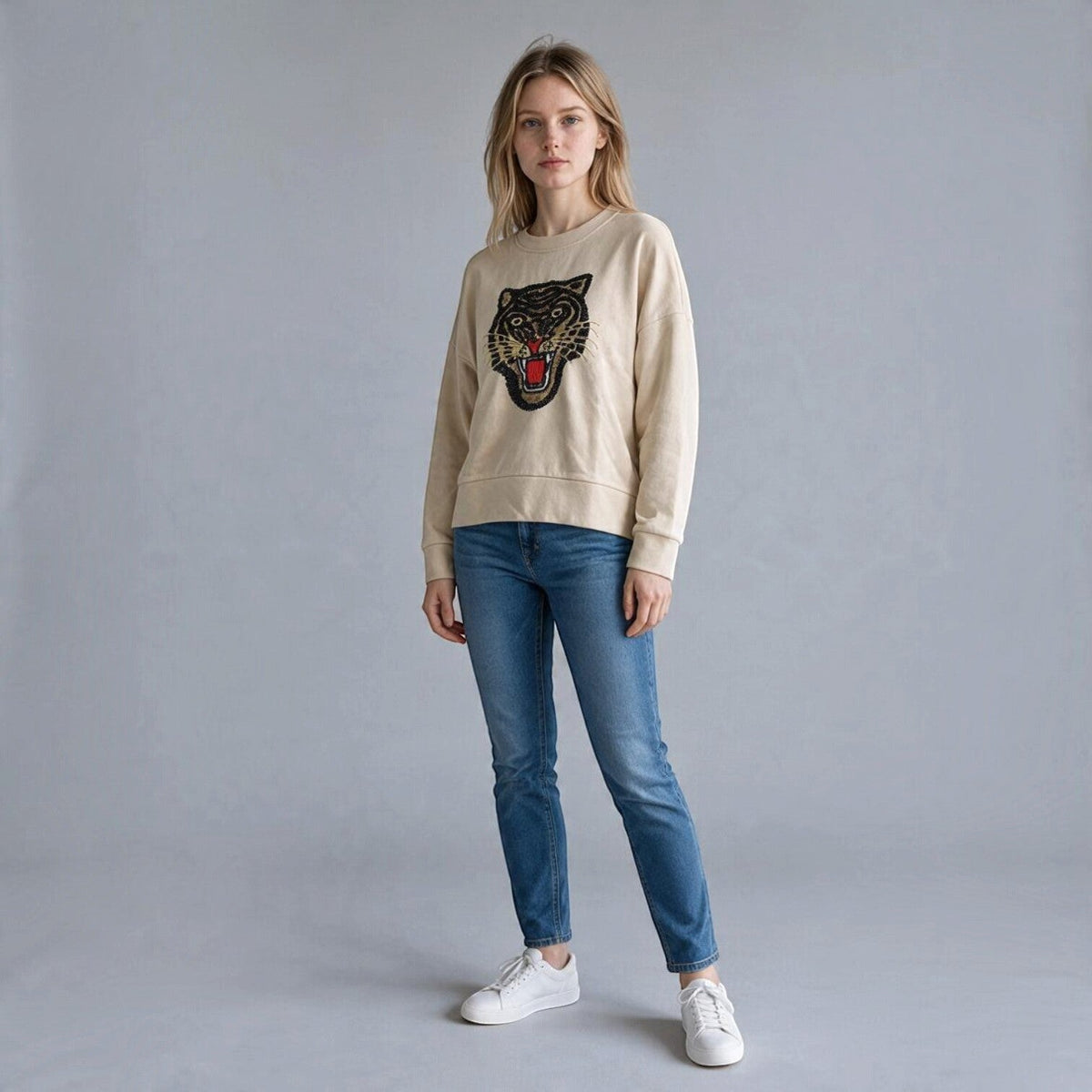 FELPA TIGRE SUSY MIX - XE BLU Abbigliamento Donna