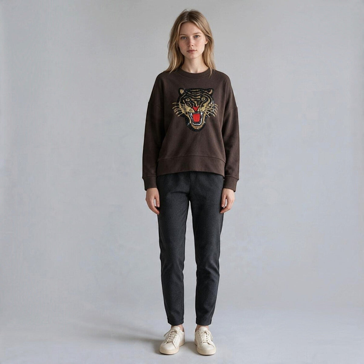 FELPA TIGRE SUSY MIX - XE BLU Abbigliamento Donna