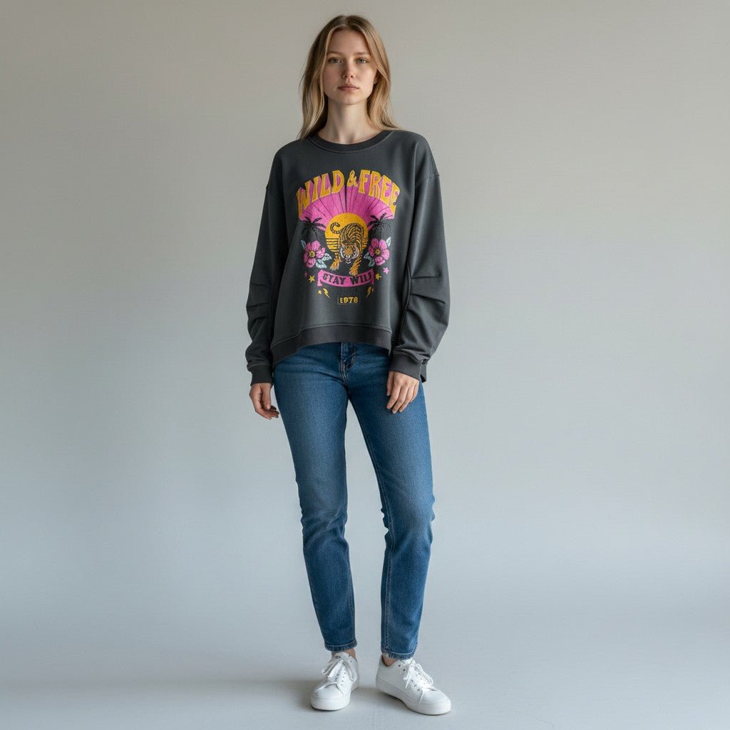 FELPA WILD VICOLO - XE BLU Abbigliamento Donna
