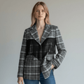 GIACCA A QUADRI CON FRANGE MOTEL - XE BLU Abbigliamento Donna