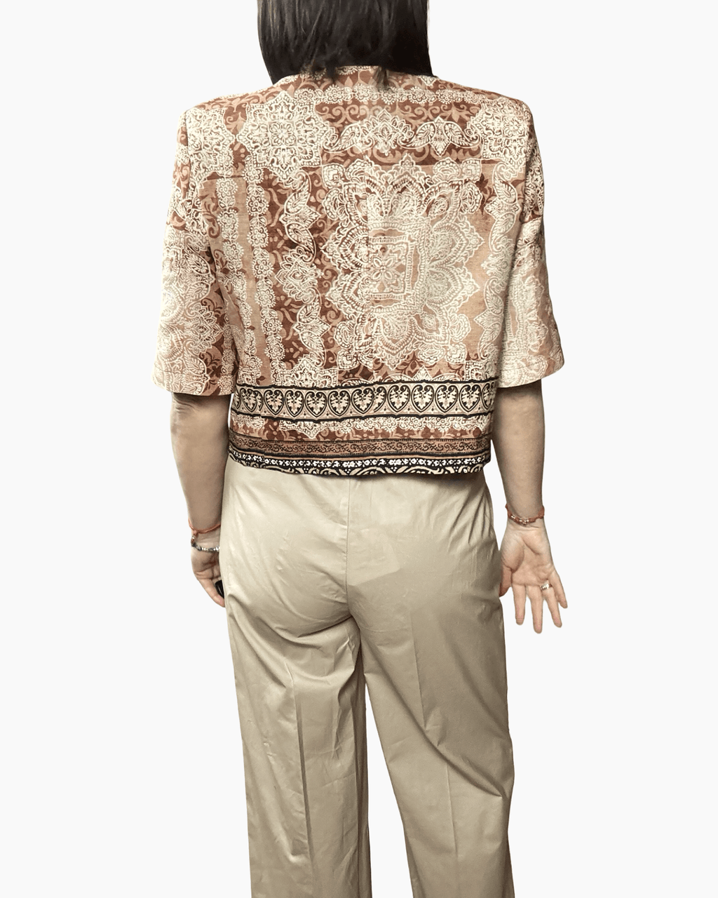 GIACCA ASIMMETRICA STAMPA ASTRATTA VICOLO - XE BLU ABBIGLIAMENTO