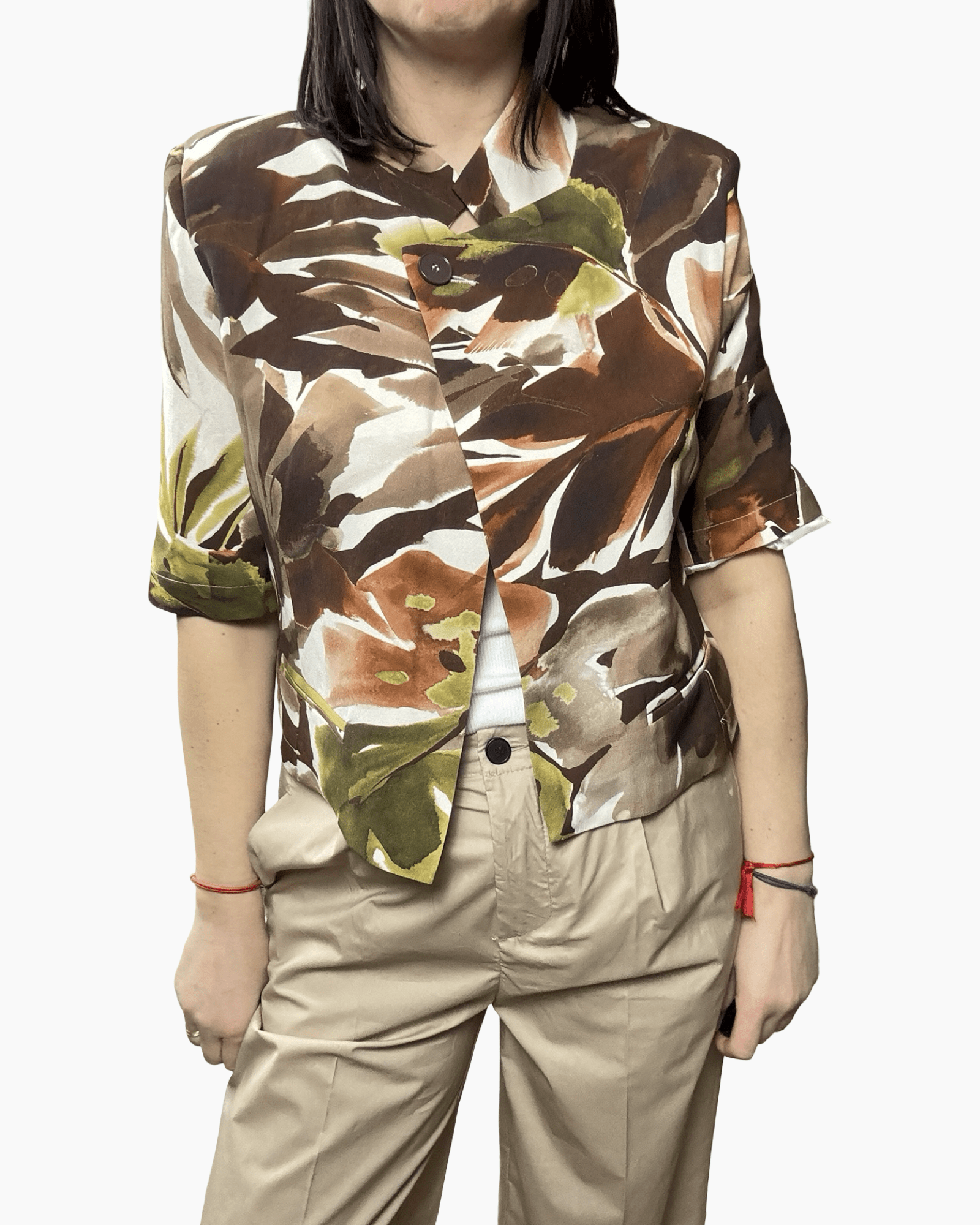 GIACCA ASIMMETRICA STAMPA FLOREALE VICOLO - XE BLU ABBIGLIAMENTO