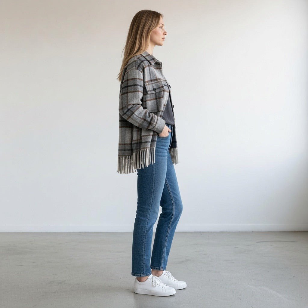 GIACCA-CAMICIA CHECK VICOLO - XE BLU Abbigliamento Donna