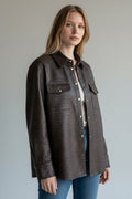 GIACCA-CAMICIA IN ECOPELLE OPERATA MOTEL - XE BLU Abbigliamento Donna