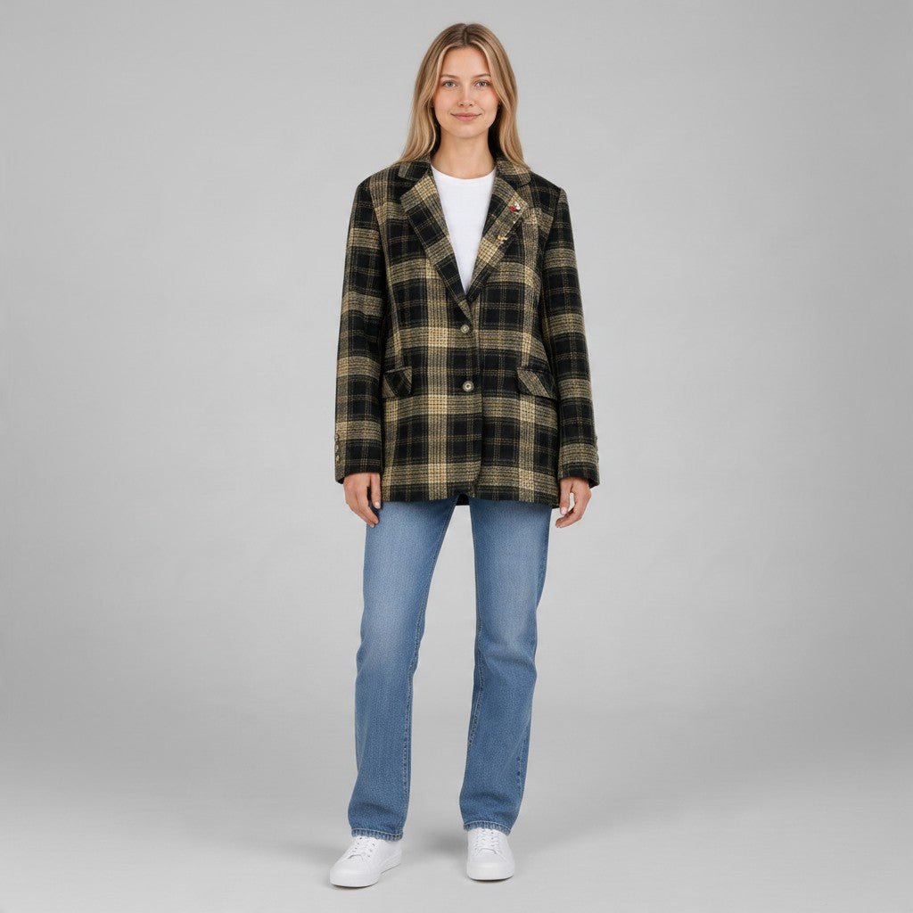 GIACCA-CAPPOTTO CHECK DIXIE - XE BLU Abbigliamento Donna