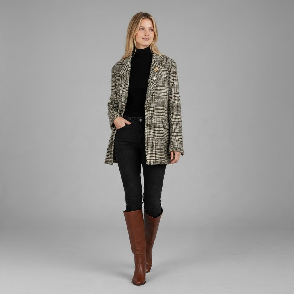 GIACCA-CAPPOTTO PIEDE-POULE DIXIE - XE BLU Abbigliamento Donna