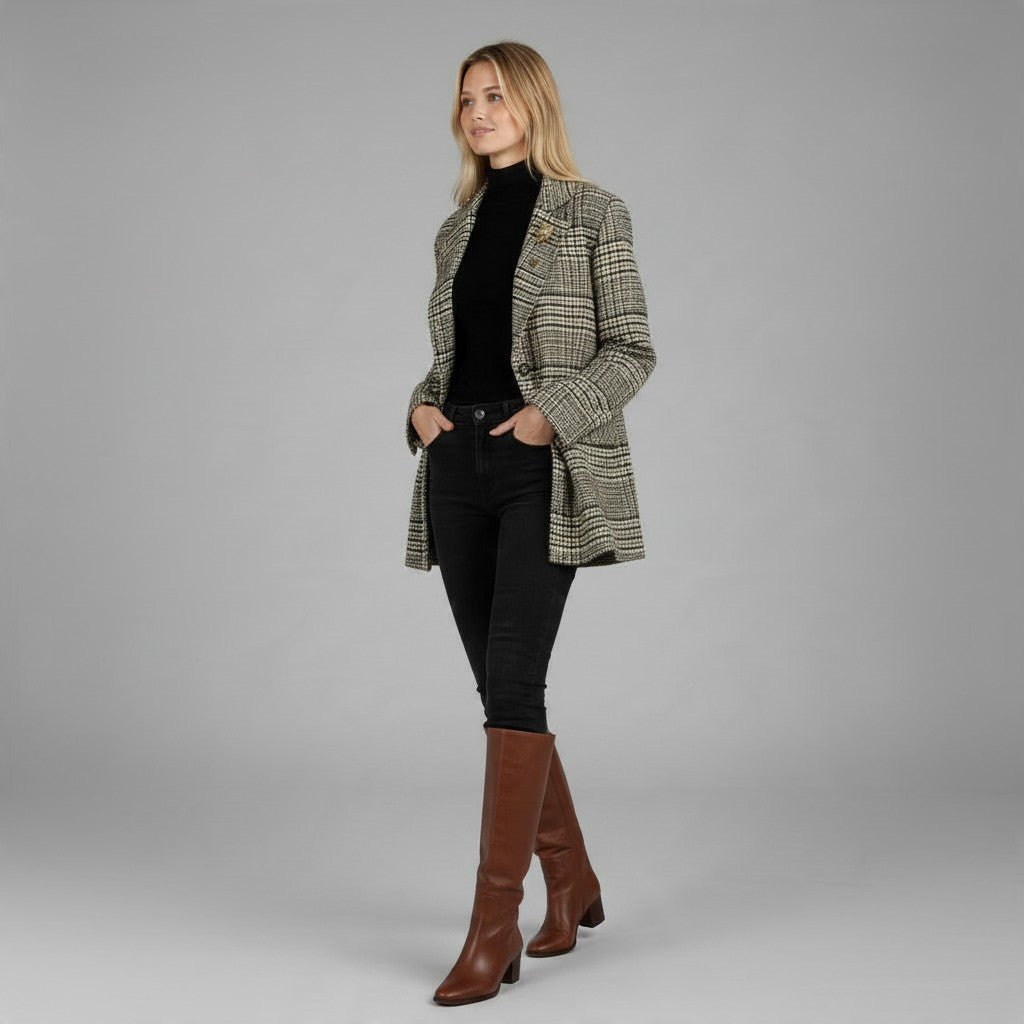 GIACCA-CAPPOTTO PIEDE-POULE DIXIE - XE BLU Abbigliamento Donna