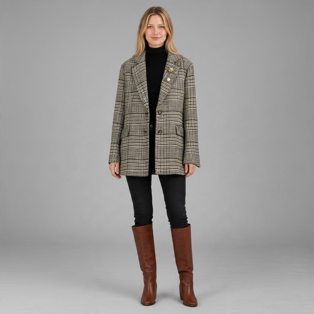 GIACCA-CAPPOTTO PIEDE-POULE DIXIE - XE BLU Abbigliamento Donna