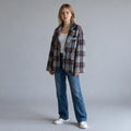 GIACCA CHECK IN LANA COTTA TENSIONE IN - XE BLU Abbigliamento Donna