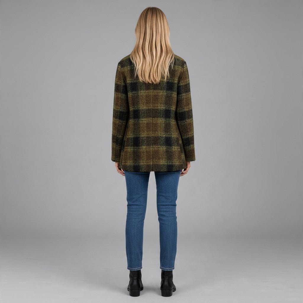 GIACCA CHECK MISTO LANA SUSY MIX - XE BLU Abbigliamento Donna