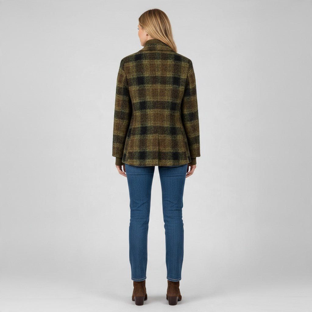 GIACCA CHECK MISTO LANA SUSY MIX - XE BLU Abbigliamento Donna