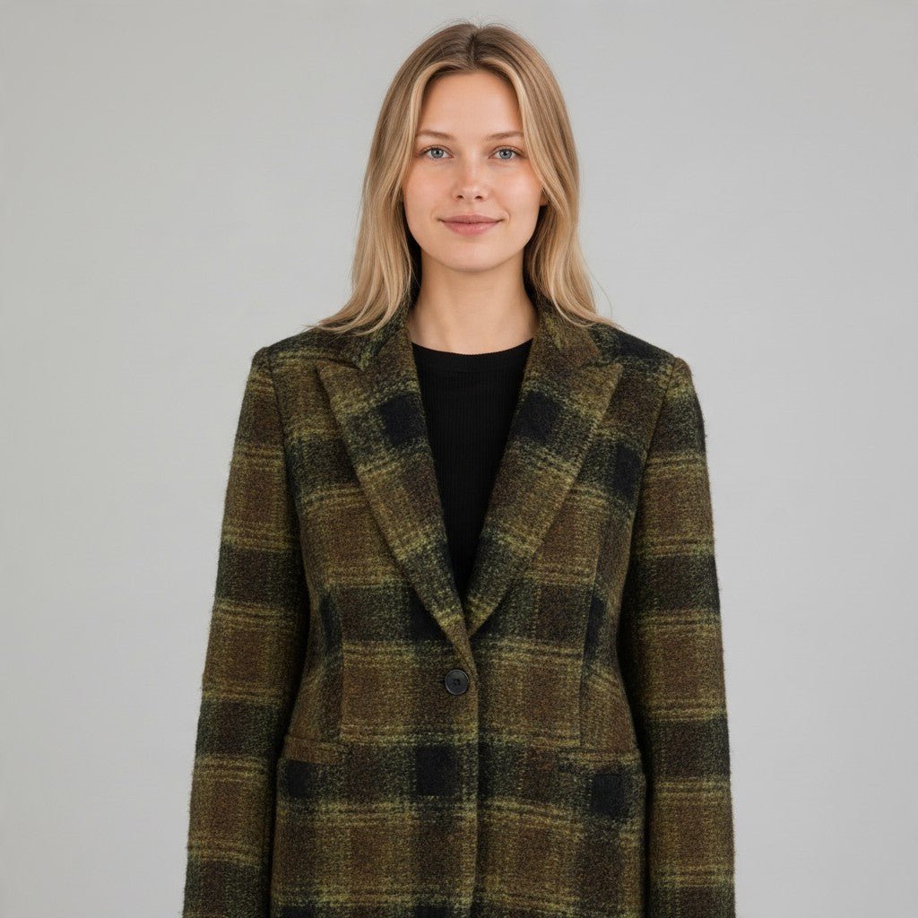 GIACCA CHECK MISTO LANA SUSY MIX - XE BLU Abbigliamento Donna