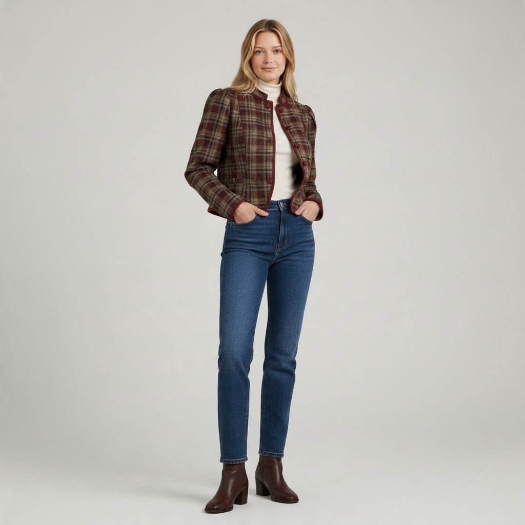 GIACCA CHECK SUSY MIX - XE BLU Abbigliamento Donna
