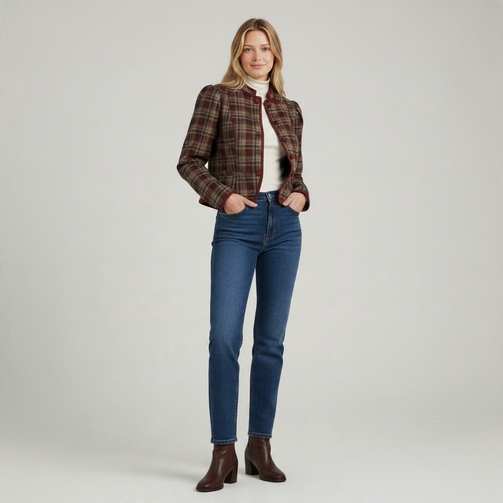 GIACCA CHECK SUSY MIX - XE BLU Abbigliamento Donna