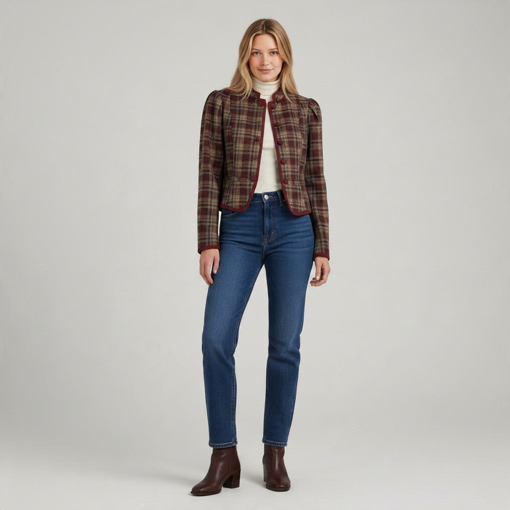 GIACCA CHECK SUSY MIX - XE BLU Abbigliamento Donna