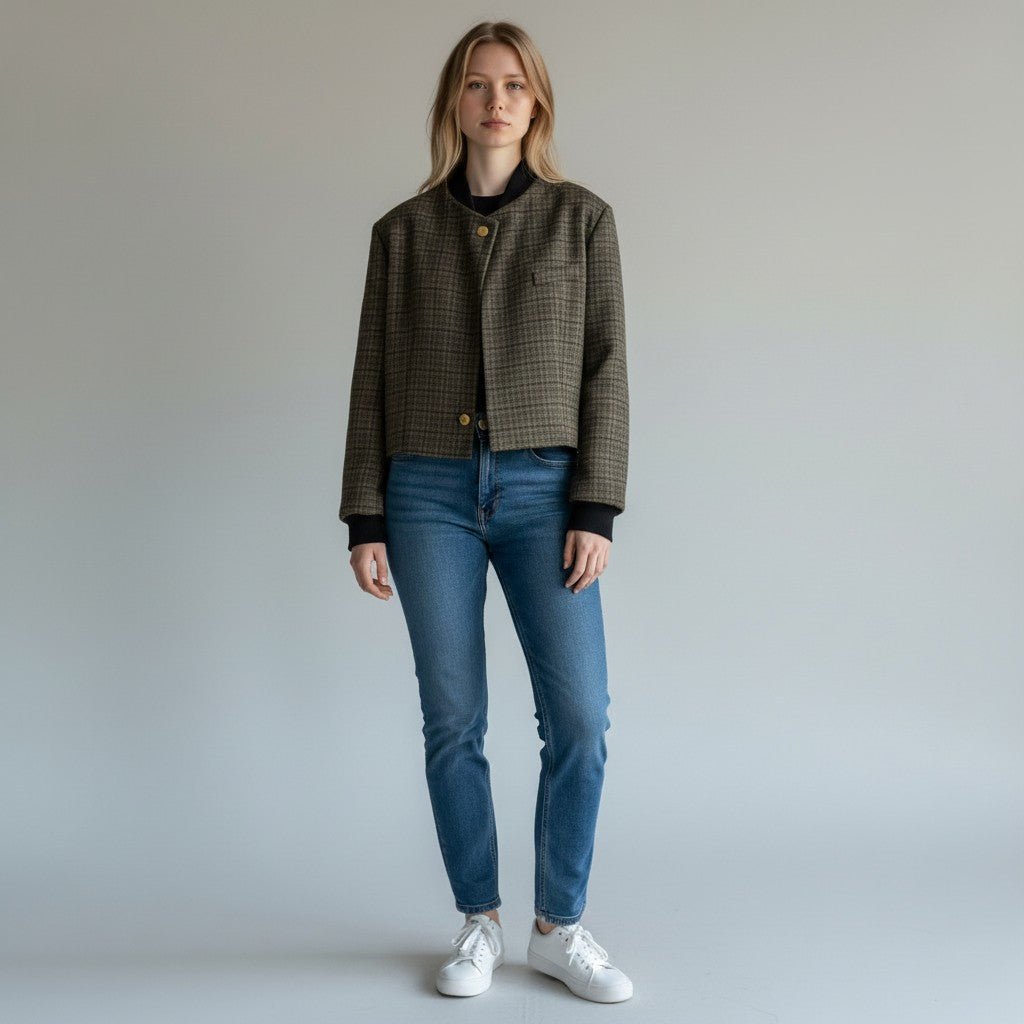 GIACCA CHECK VICOLO - XE BLU Abbigliamento Donna