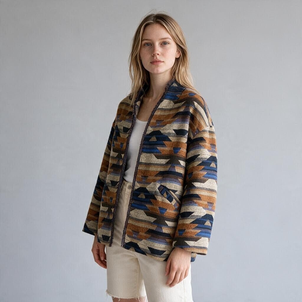 GIACCA ETNICA DIXIE - XE BLU Abbigliamento Donna