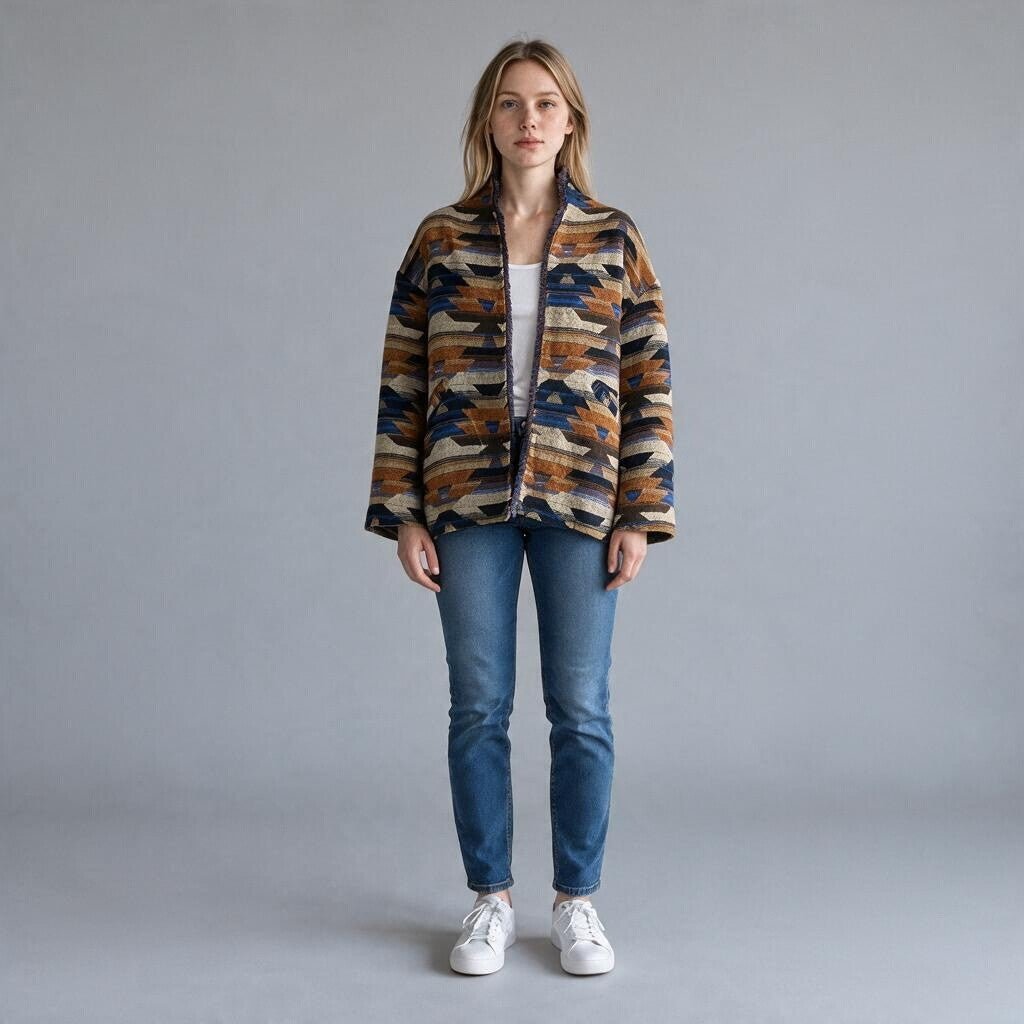 GIACCA ETNICA DIXIE - XE BLU Abbigliamento Donna
