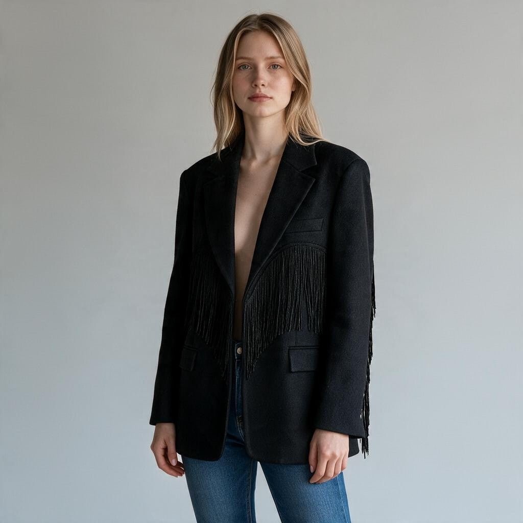 GIACCA FRANGE DIXIE - XE BLU Abbigliamento Donna
