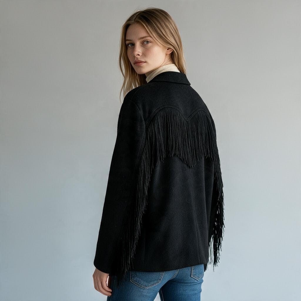 GIACCA FRANGE DIXIE - XE BLU Abbigliamento Donna