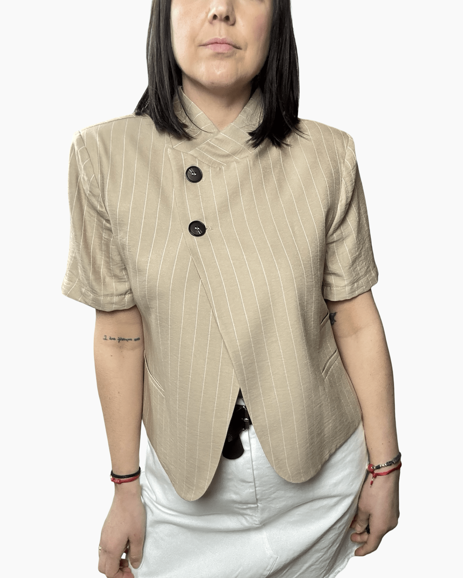 GIACCA GESSATA ASIMMETRICA HAVEONE - XE BLU ABBIGLIAMENTO