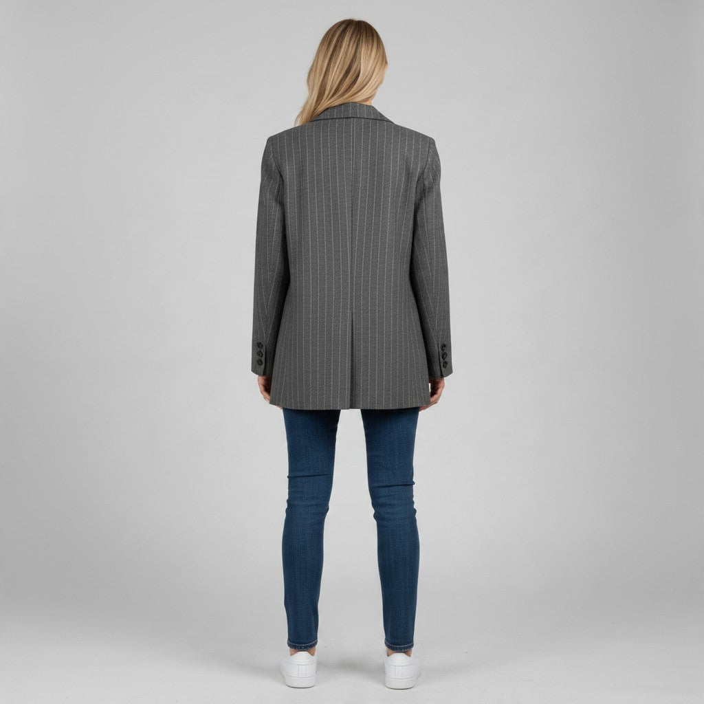 GIACCA GESSATA TENSIONE IN - XE BLU Abbigliamento Donna