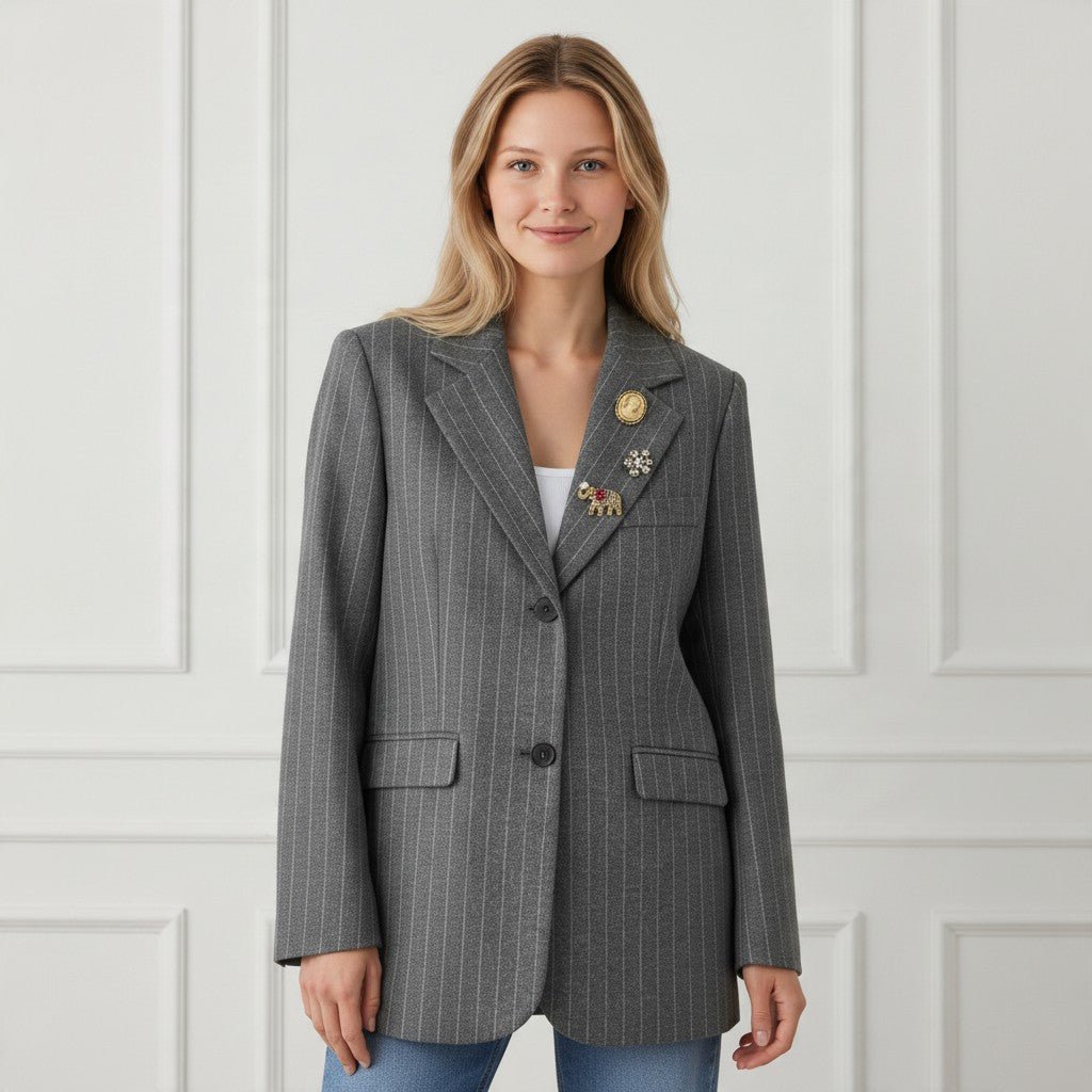 GIACCA GESSATA TENSIONE IN - XE BLU Abbigliamento Donna