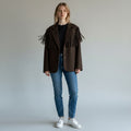 GIACCA MISTO LANA CON FRANGE VICOLO - XE BLU Abbigliamento Donna