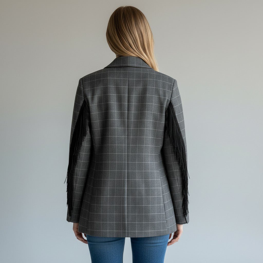 GIACCA OVER CON FRANGE VICOLO - XE BLU Abbigliamento Donna