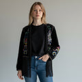 GIACCA RICAMATA CON FRANGE SUSY MIX - XE BLU Abbigliamento Donna