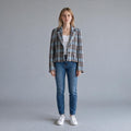GIACCA SFIANCATA A QUADRI TENSIONE IN - XE BLU Abbigliamento Donna