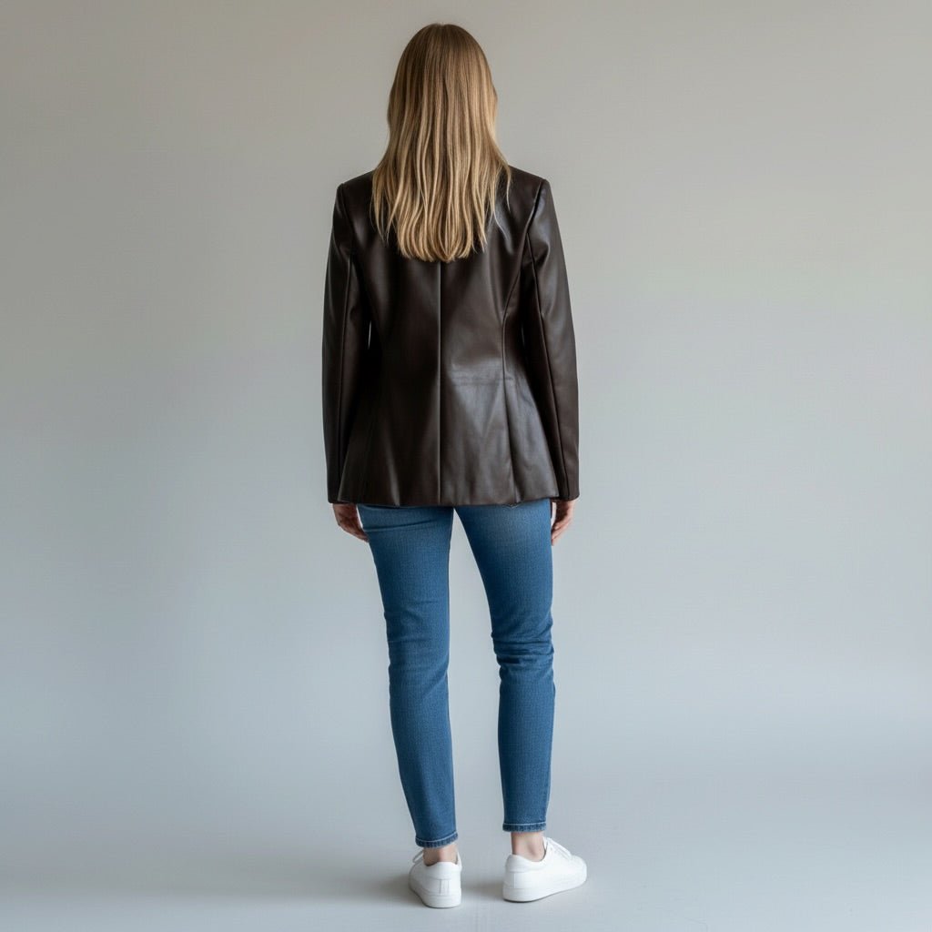 GIACCA SFIANCATA IN ECOPELLE - XE BLU Abbigliamento Donna