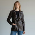 GIACCA SFIANCATA IN ECOPELLE - XE BLU Abbigliamento Donna