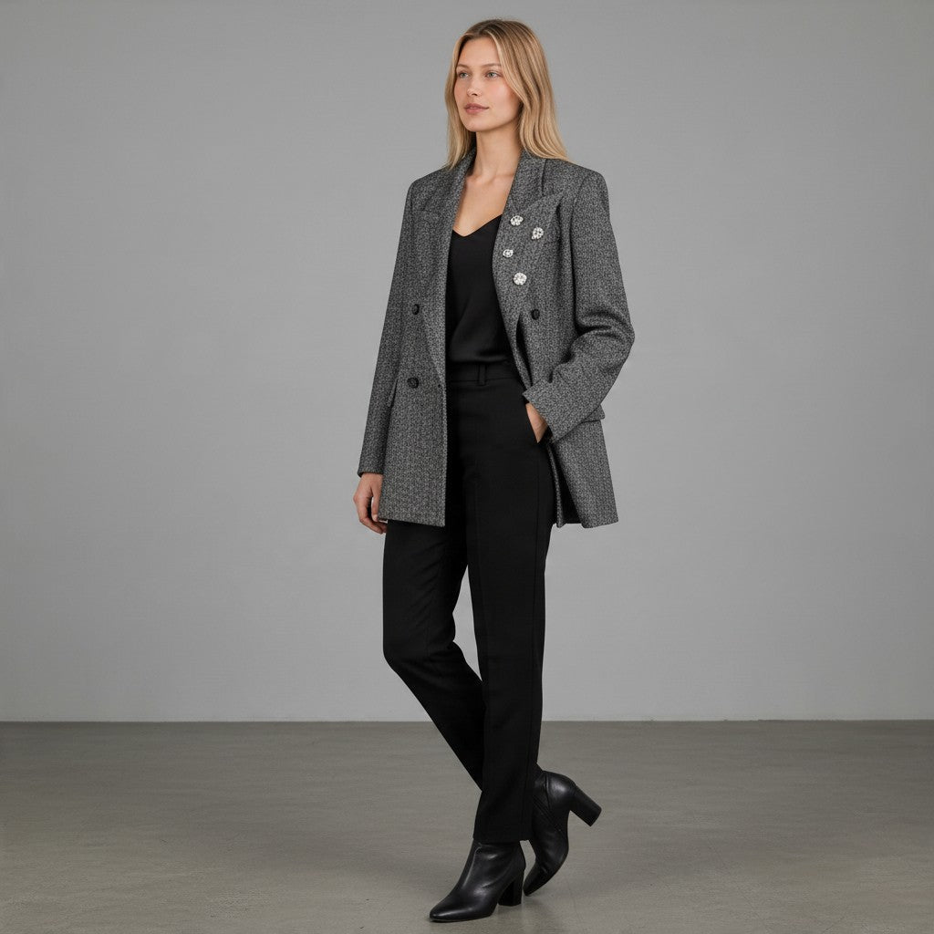 GIACCA SPINATA CON SPILLE TENSIONE IN - XE BLU Abbigliamento Donna