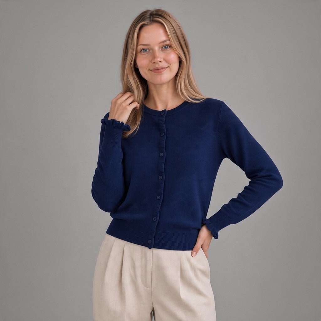 GIACCHINA CON VOLANT HAVEONE - XE BLU Abbigliamento Donna