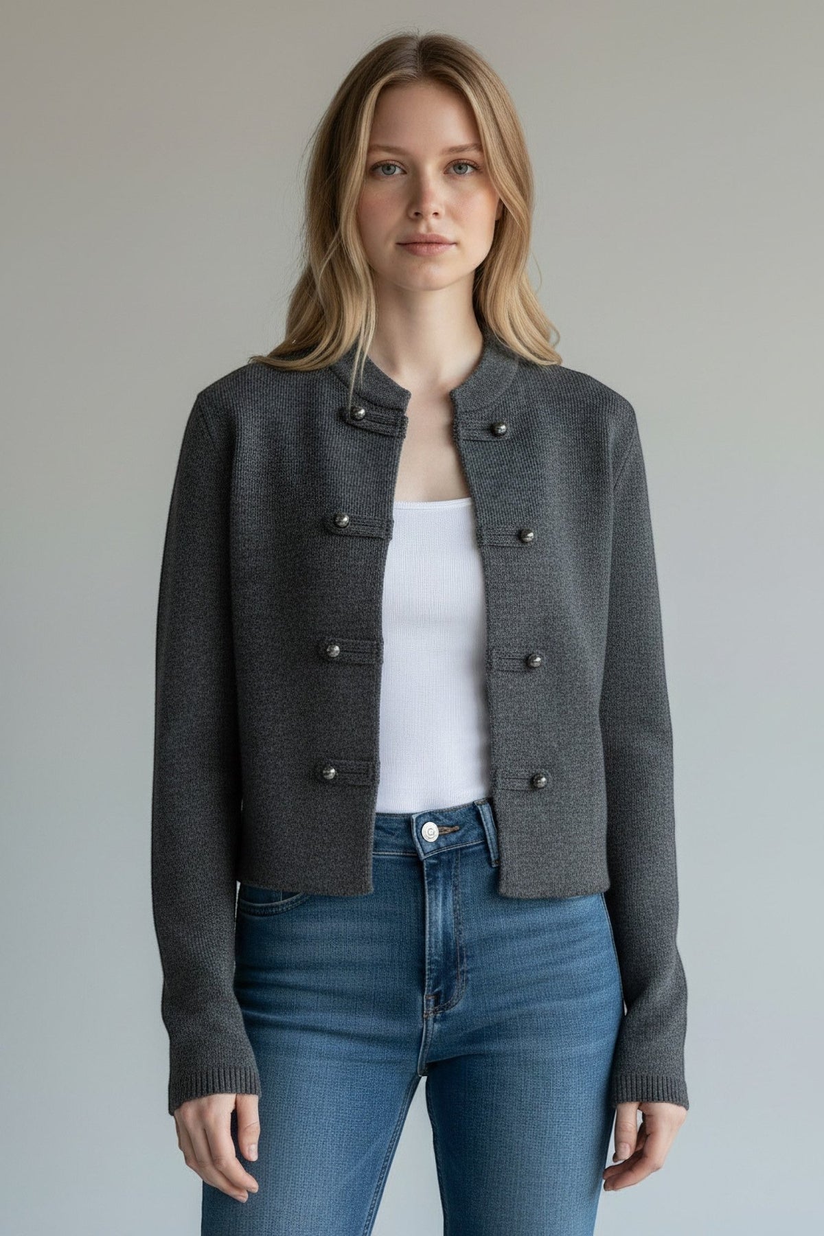 GIACCHINA FINTI BOTTONO TENSIONE IN - XE BLU Abbigliamento Donna
