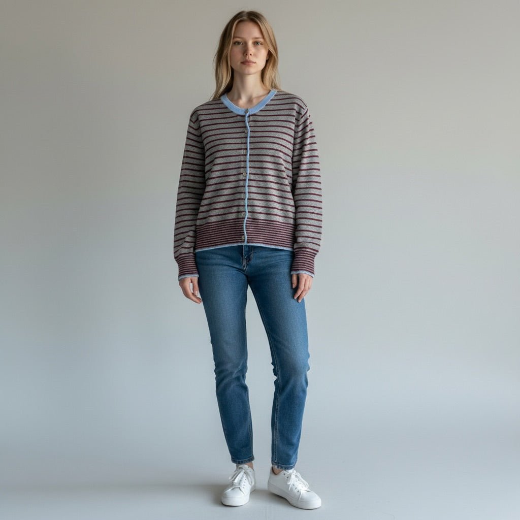 GIACCHINA RIGATA SUSY MIX - XE BLU Abbigliamento Donna