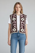 GILET A FANTASIA TENSIONE IN - XE BLU Abbigliamento Donna