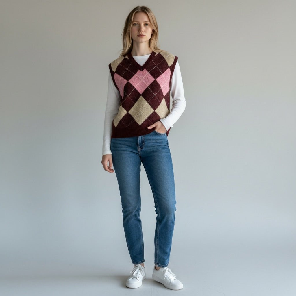 GILET A ROMBI HAVEONE - XE BLU Abbigliamento Donna