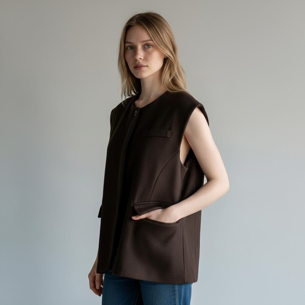 GILET COLLO COREANA SUSY MIX - XE BLU Abbigliamento Donna