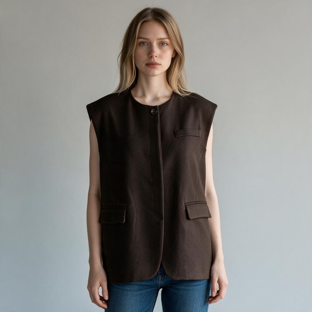 GILET COLLO COREANA SUSY MIX - XE BLU Abbigliamento Donna