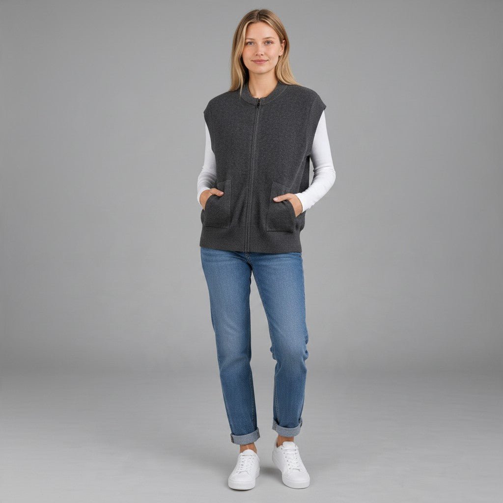GILET CON ZIP SUSY MIX - XE BLU Abbigliamento Donna