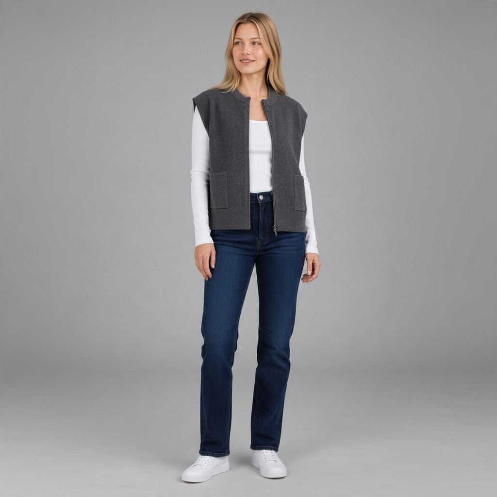 GILET CON ZIP SUSY MIX - XE BLU Abbigliamento Donna