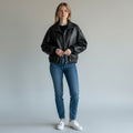 GIUBBINO IN ECOPELLE OPERATO SUSY MIX - XE BLU Abbigliamento Donna