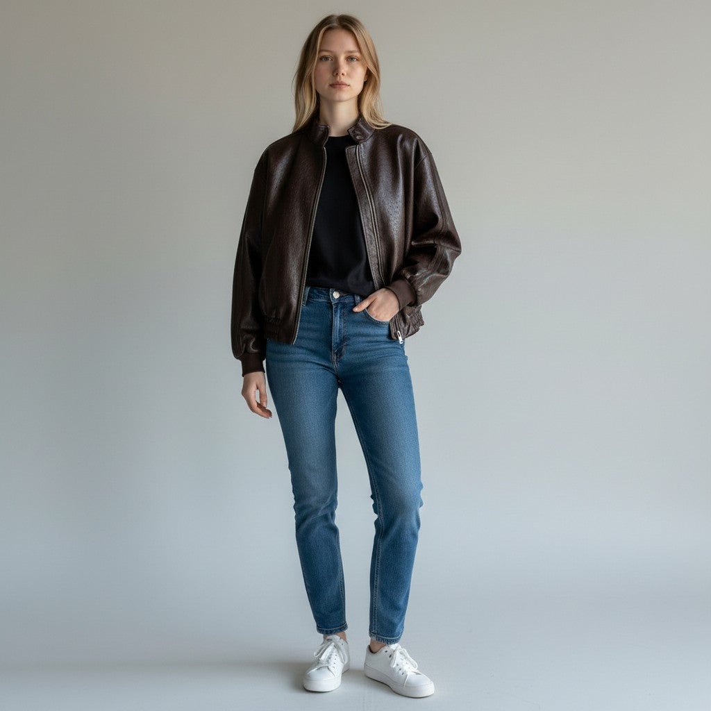 GIUBBINO IN ECOPELLE OPERATO SUSY MIX - XE BLU Abbigliamento Donna