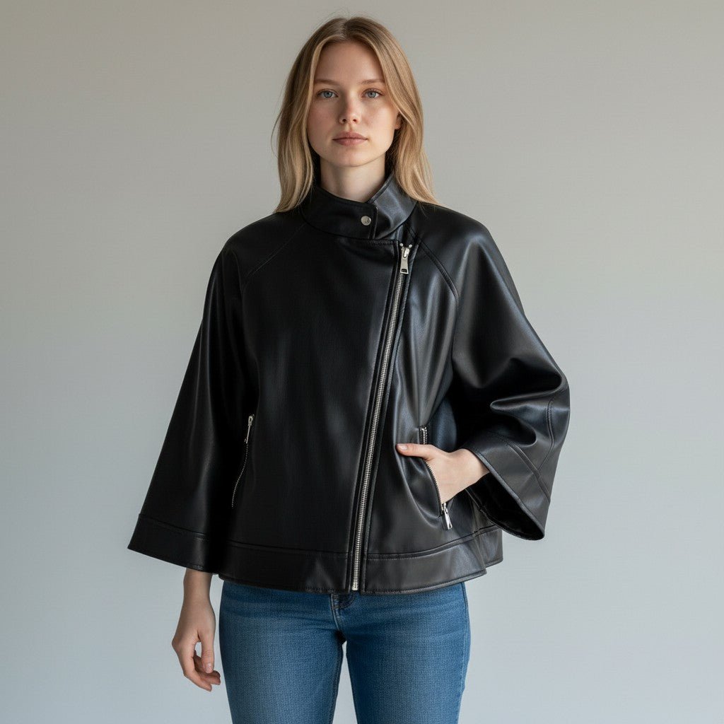 GIUBBINO IN ECOPELLE TENSIONE IN - XE BLU Abbigliamento Donna
