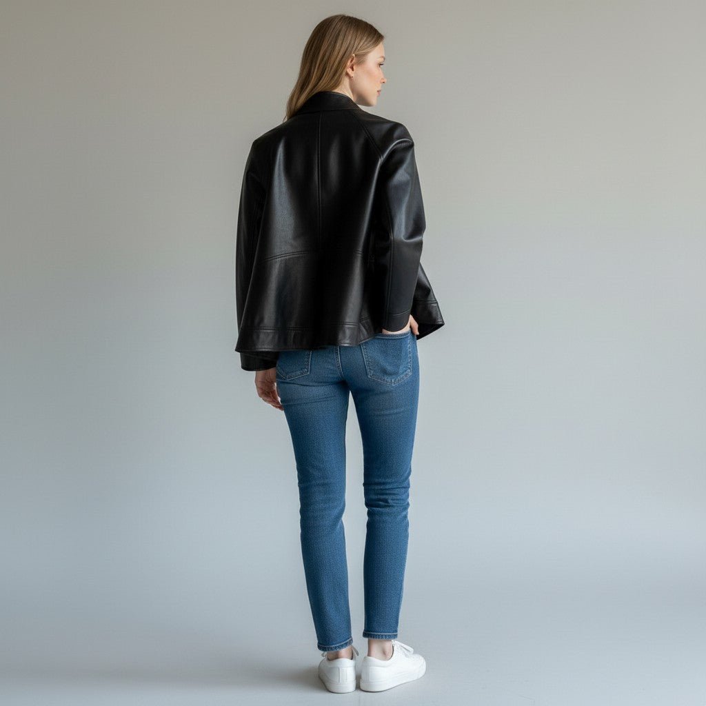 GIUBBINO IN ECOPELLE TENSIONE IN - XE BLU Abbigliamento Donna