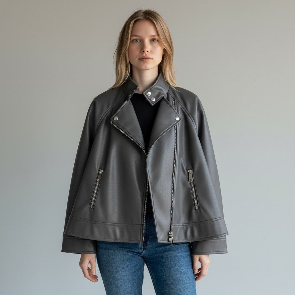 GIUBBINO IN ECOPELLE TENSIONE IN - XE BLU Abbigliamento Donna