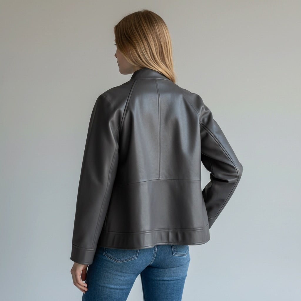 GIUBBINO IN ECOPELLE TENSIONE IN - XE BLU Abbigliamento Donna