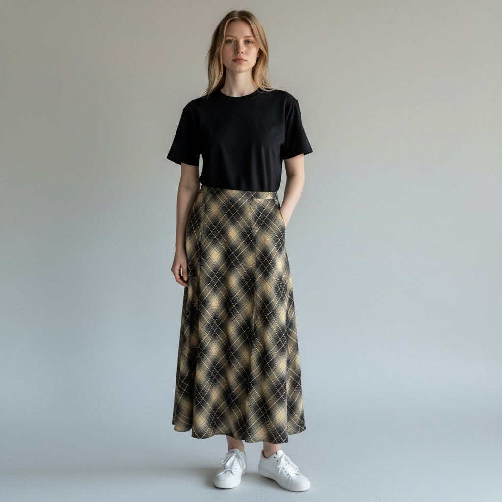 GONNA CHECK MARRONE SUSY MIX - XE BLU Abbigliamento Donna